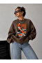 Unisex Halloween Themed Print Oversize Crew Neck Sweatshirt