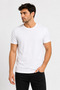 Men's White 100% Cotton Basic T-Shirt Crew Neck Short Sleeve T-Shirt - 2