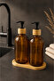 Relly Double Glass Soap Dispenser Set with Bamboo Stand – 2 X 500 ml – Hands & Dishes - 5