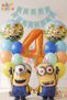 Minions Balloon 16 Piece Set 4 Year Old Birthday Set Happy Birthday Banner Orange Color Number Foil Balloon and Minion Foil Balloon Set