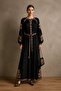 Women's Black Embroidered Ethnic Patterned Belted Long Dress - Authentic Bohemian Kimono Dress - 2