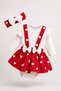 Baby Girl Set Dress Heart Patterned 3-Piece Set Bow Detailed Suspender Skirt - 2