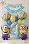 Minions Balloon 12 Piece Set 4 Year Old Birthday Set Happy Birthday Banner Number Foil Balloon and Minion Foil Balloon Set