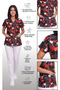 Women's V-Neck Bat Sleeve Heart Patterned Lycra Linda Fabric Nurse Doctor Scrubs Uniform Single Top - 6