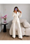 Gold Single Button Notched Lapel Jacket Trousers Blazer Suit - 3