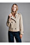 Beige Stand Collar Double Breasted Women's Trench Coat