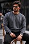 Men's Cotton Printed Regular Fit Smoked Sweatshirt - 2