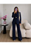 Gold Single Button Notched Lapel Jacket Trousers Blazer Suit - 3