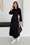 Women's Crew Neck Spanish Sleeve Long Midi Dress - 3