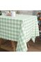 Light Green and White Checkered Pattern Rectangle Tablecloth,Stain-Resistant and Washable Polyester Table Cloth