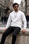 Men's Cotton Printed Regular Fit White Sweatshirt - 4