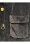 Women's Double Suit with Large Size Corduroy Textured Gold Buttons and Wide-Legged Pants with Pockets - 5
