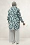 68094 Plus Size Cuffed Patterned Mango Tunic - Leaf Pattern Nefti - 4