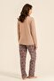 Women's Long Sleeve Front Buttoned Modal Pajama Set (with Socks as a Gift) - 4