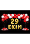 October 29Th Republic Day Themed Gold Foil Number and Letter Red White Moon Star Balloons - 3