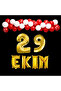 October 29Th Republic Day Themed Gold Foil Number and Letter Red White Moon Star Balloons