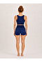 Women's Washable Thick Strap Crop Bustier and High Waist Short Leggings Two-Piece Sports Set - 2