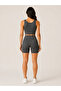 Women's Thick Strap Crop Bustier and Side Detailed High Waist Short Leggings Two-Piece Sports Set - 2