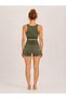 Women's Washable Thick Strap Crop Bustier and High Waist Short Leggings Two-Piece Sports Set - 2