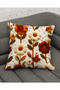Digital Printed Punch Embroidery Look Floral Decorative 2-Piece Throw Pillow Cover - 4