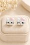 Children's Magnetic Earrings, Multi-Colored Bowknot, White Cat Figure, No Hole Earrings, 1 Pair - 4