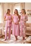 New Season Powder Patterned Lace Detailed Buttoned Design Wide Straps 100% Cotton Maternity Maternity Dressing Gown Nightgown Pajama Set - 7