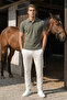 Men's Khaki 100% Cotton Short Sleeve Polo Collar Basic T-Shirt - 3
