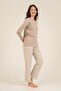 Women's Long Sleeve Buttoned Collar Mink Pajama Set (with Socks as a Gift) - 6