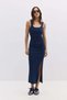 Rochie midi cu șliț și drapaje - 2
