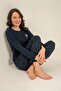 Women's Long Sleeve Buttoned Collar Modal Pajama Set (with Socks as a Gift) - 6