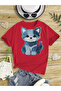 Cat print short sleeve t-shirt