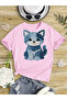Cat print short sleeve t-shirt