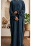 Silk Kupra Yarasakol Lace-Up Cuff Loose Tesettür Dress Ferace