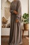 Silk Kupra Yarasakol Lace-Up Cuff Loose Tesettür Dress Ferace - 2
