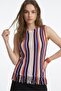 Women's Multicolor Striped Tassel Knitwear Blouse