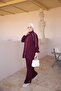 Women's Piping Detailed Stand Collar Zippered Hijab Tracksuit Set - 4