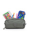 Large Size Crinkle 3 Zipper Pen Holder Mobile Phone Makeup Handheld School Bag Wallet Gray 1415K - 6