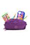 Large Size Crinkle 3 Zipper Pen Holder Mobile Phone Makeup Handbag School Bag Wallet Purple 1415K - 6
