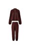 Brown Soho Bomber Jacket Pants Satin Set