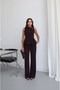 Mürdüm Omzu Gold Button Detailed Blouse and Trousers Set - 5