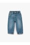Cotton Loose Fit Balloon Form Indigo Baby Girl Jean Pants 7Wmg40007Ad