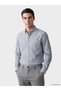 Ozmarka New Season Indigo Regular Fit Striped Herringbone Men's Shirt