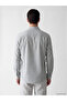 Ozmarka New Season Khaki Regular Fit Striped Herringbone Men's Shirt - 3