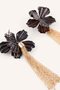 Women's Floral Figured Chain Tassel Dangle Earrings I4259Axns - 3