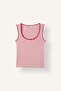Slim Fit U-Neck Ribbed Striped Scallop Detailed Undershirt I4047Ax26Sm