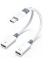 موزع USB C، محول سماعة راس وشاحن USB C مزدوج 2 في 1، كيبل دونجل صوت من النوع C مع شحن سريع بي دي 60