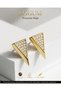 Women's Steel Stud Earrings Geometric Triangle Stone Design Gold Color - 7