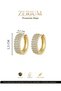 Women's Steel Earrings with 3 Rows of Zircon Stones, Hoop Model, Gold Color - 3
