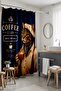 Bathroom Curtain, Navy Blue Coffee Shop Noble Cat Patterned Shower Curtain, Bathtub Curtain 175X200Cm - 5