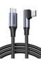 يوجرين كابل بقوة 240W USB-C إلى Type-C بزاوية قائمة، طوله 1 متر، 5A، يدعم الشحن السريع PD، متوافق مع